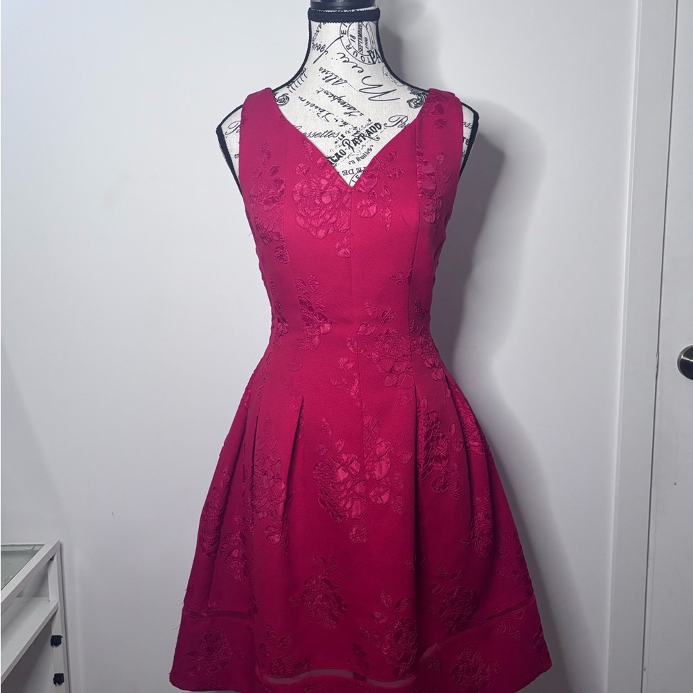 Taylor Pink Sleeveless V-Neck A-Line Dress